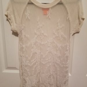 Lace front sweater tee